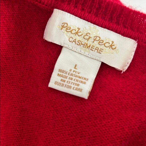 Red Peck & Peck 100% Cashmere Sweater Size Large EUC - Picture 5 of 5
